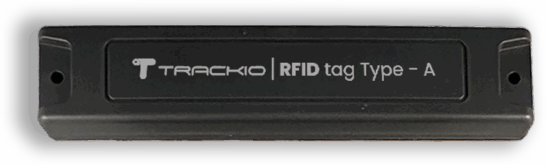RFID label and hard tags with Trackio branding for inventory management