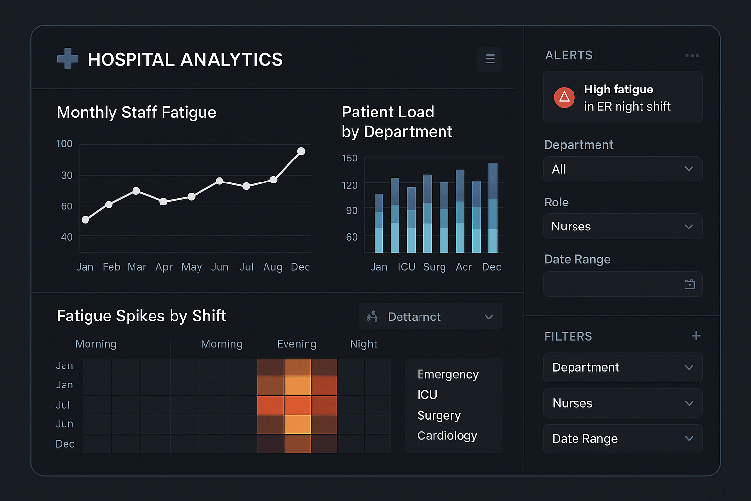 Monthly staff workload trends from UWB in Healthcare system
