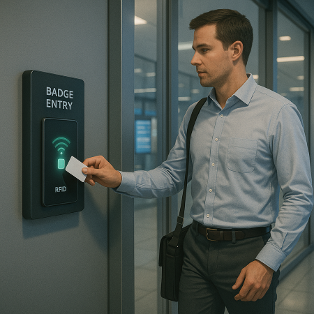 Smart Entry RFID card entry system at corporate office access gate